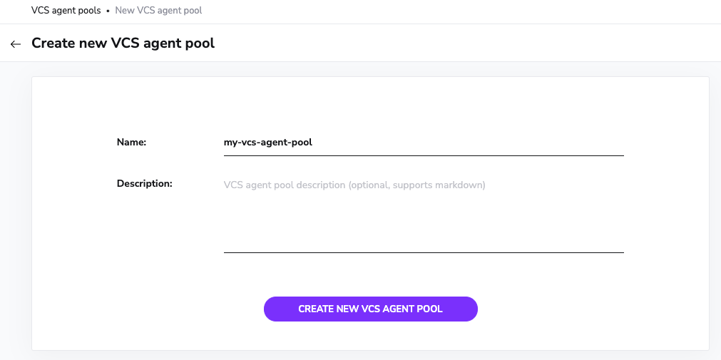 Creation of VCS Agent Pool