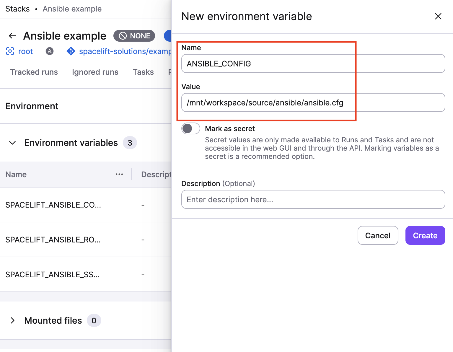 Add ANSIBLE_CONFIG environment variable