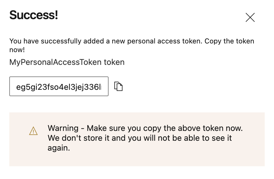 Successfully created Personal Access Token in Azure DevOps