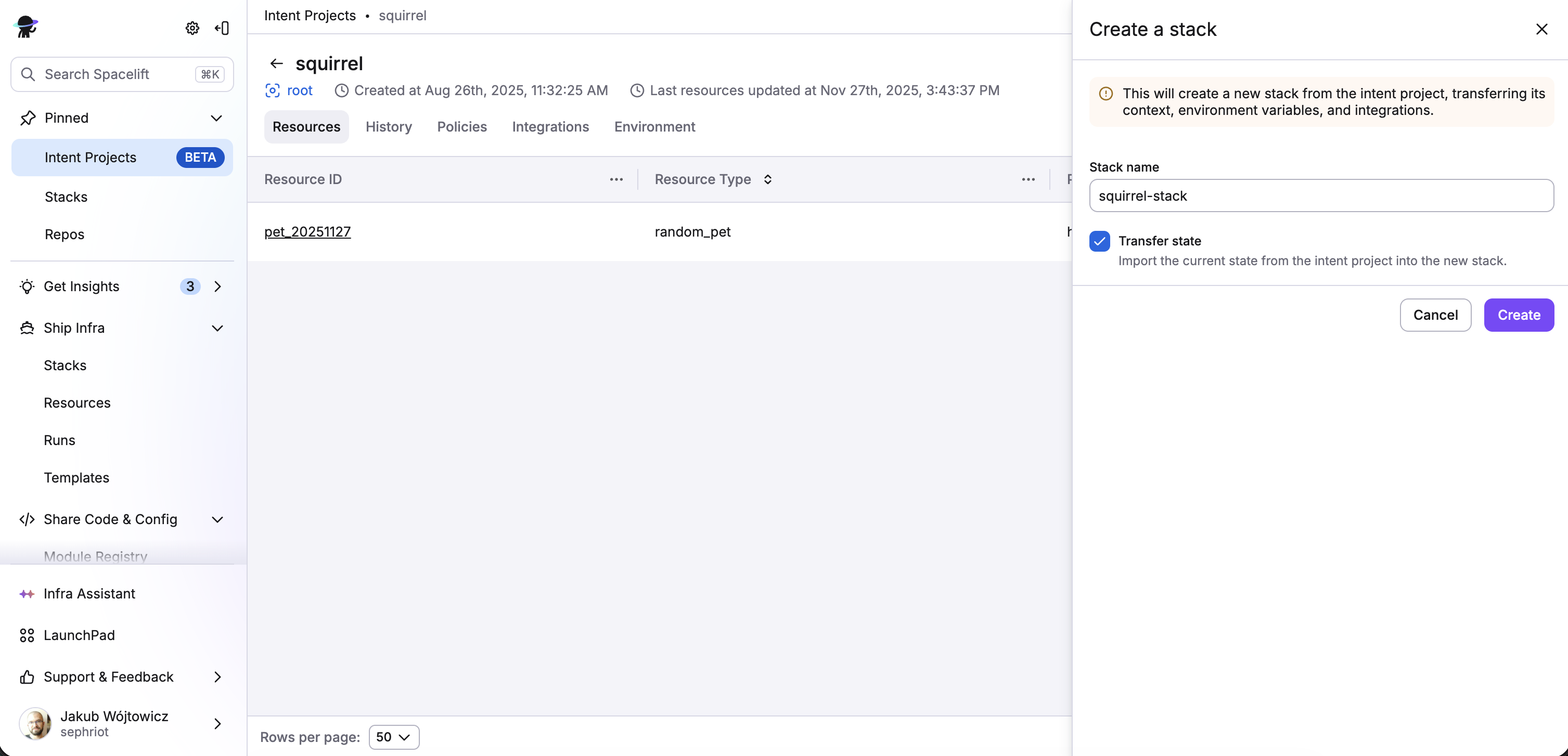 Create a stack drawer