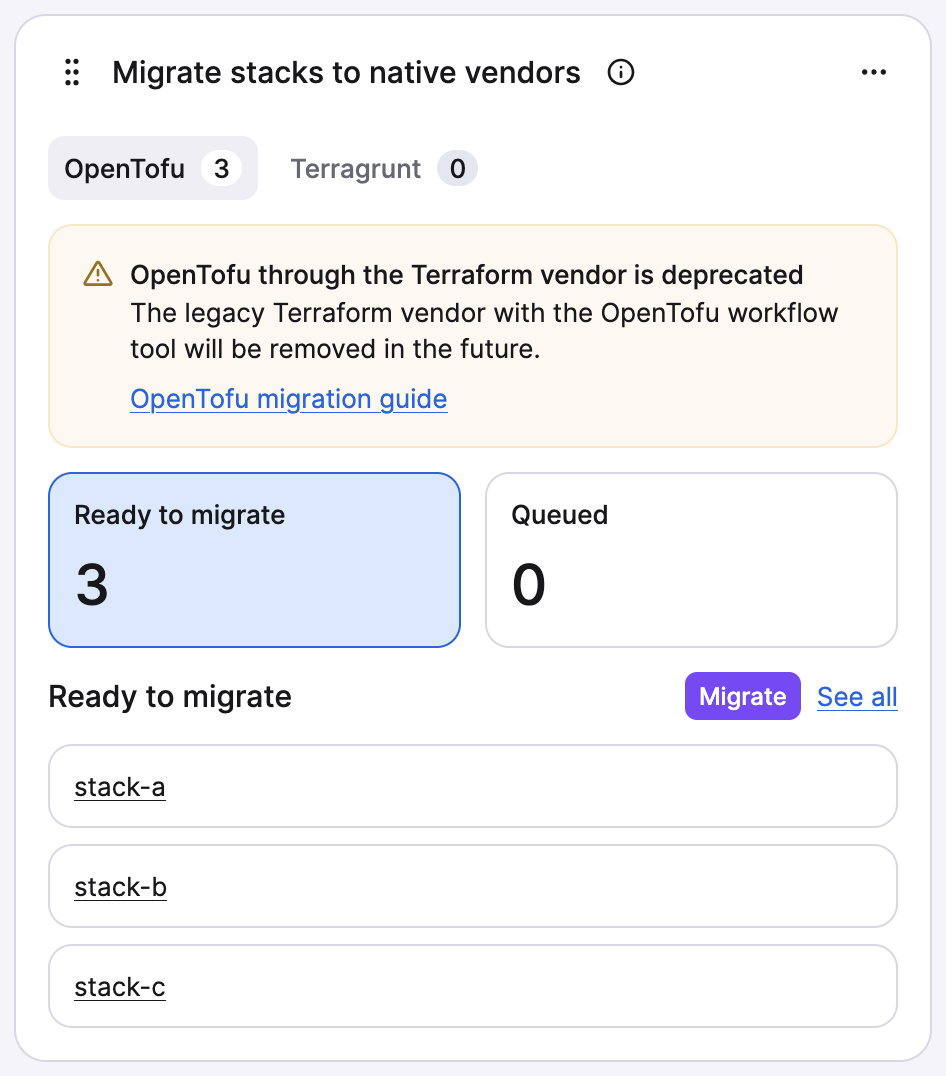Migrate stacks to native vendors widget