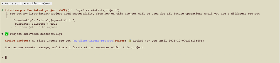 Claude Code: Locking a project using Spacelift Intent