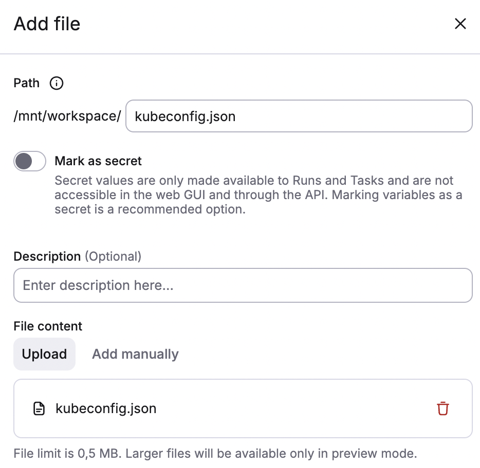 Create a new mounted file