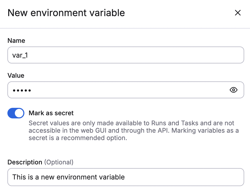 Create a secret environment variable