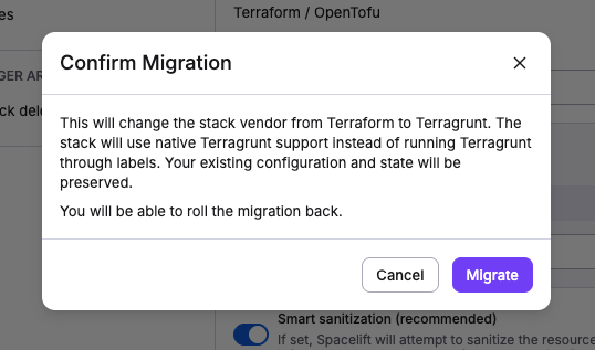 Migration path confirmation