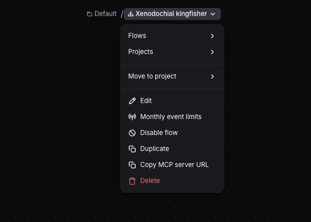 Flow context menu with the Monthly event limits item
