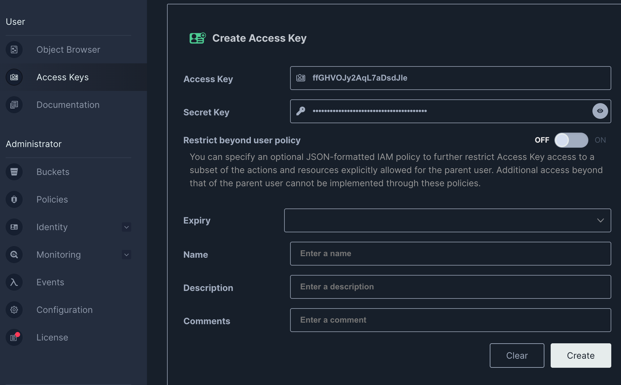 minio access key