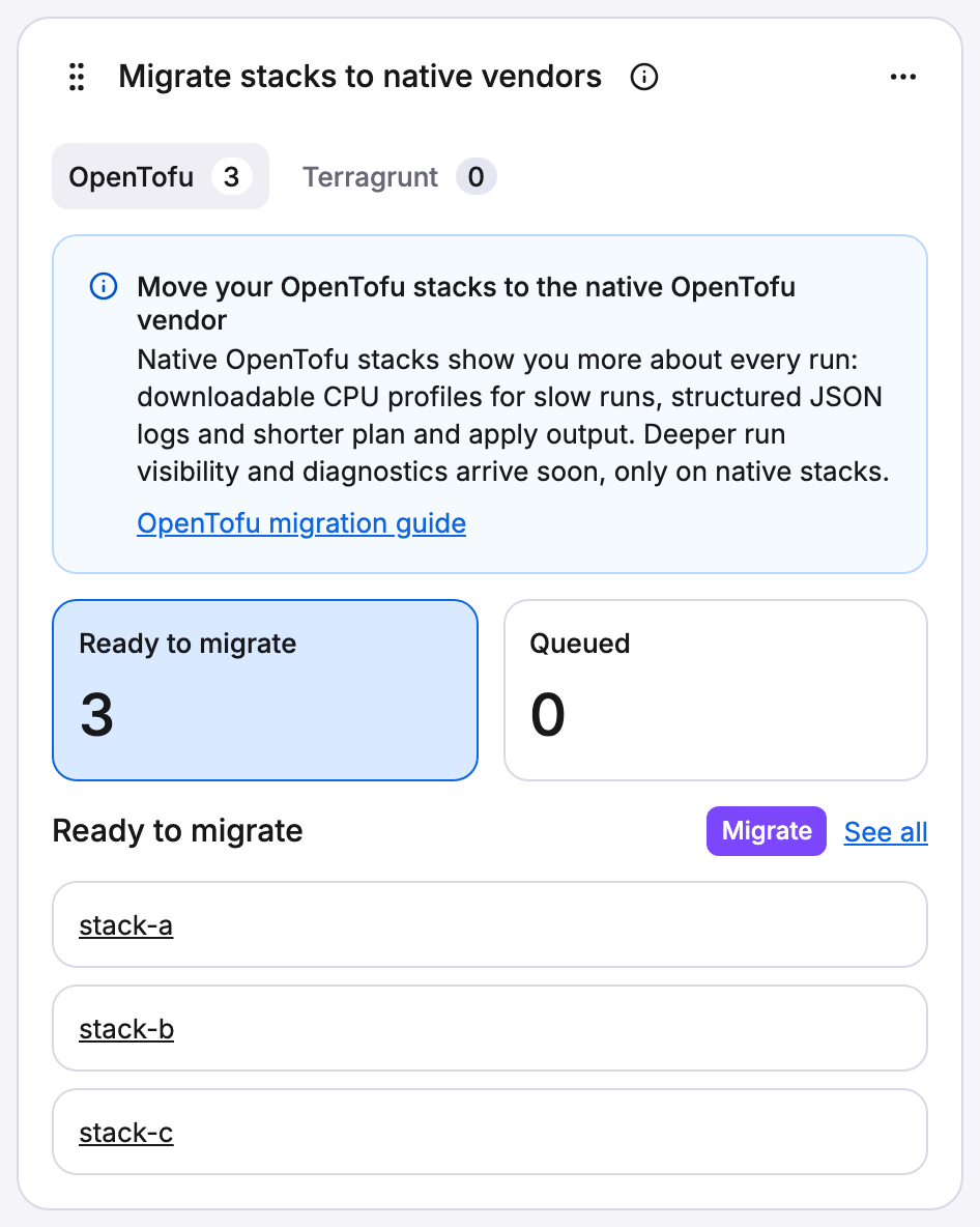 Migrate stacks to native vendors widget