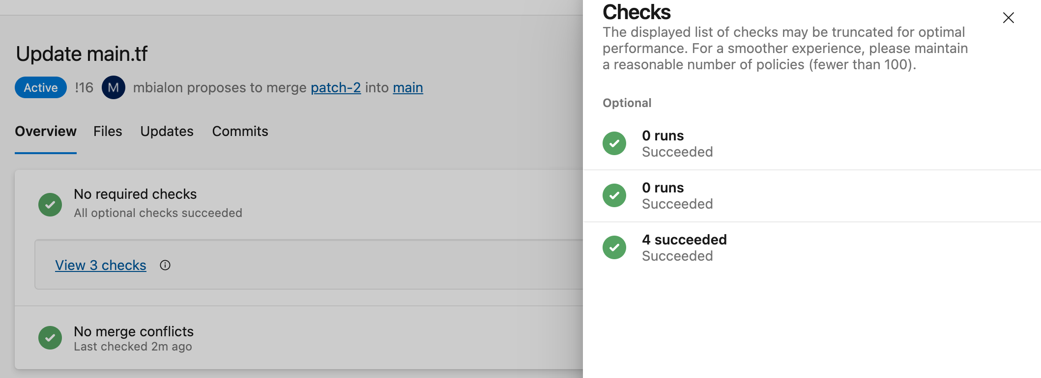 Aggregated checks summary