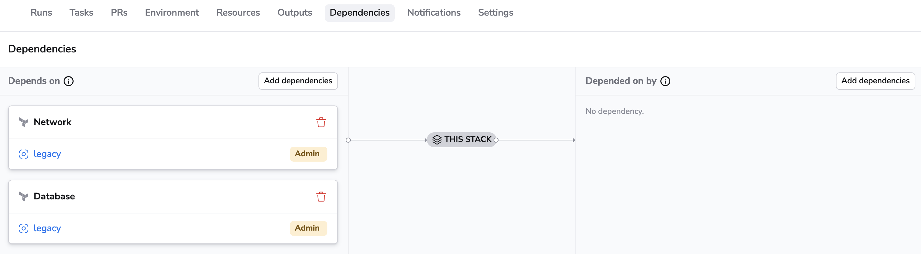 Stack dependencies in the Spacelift UI