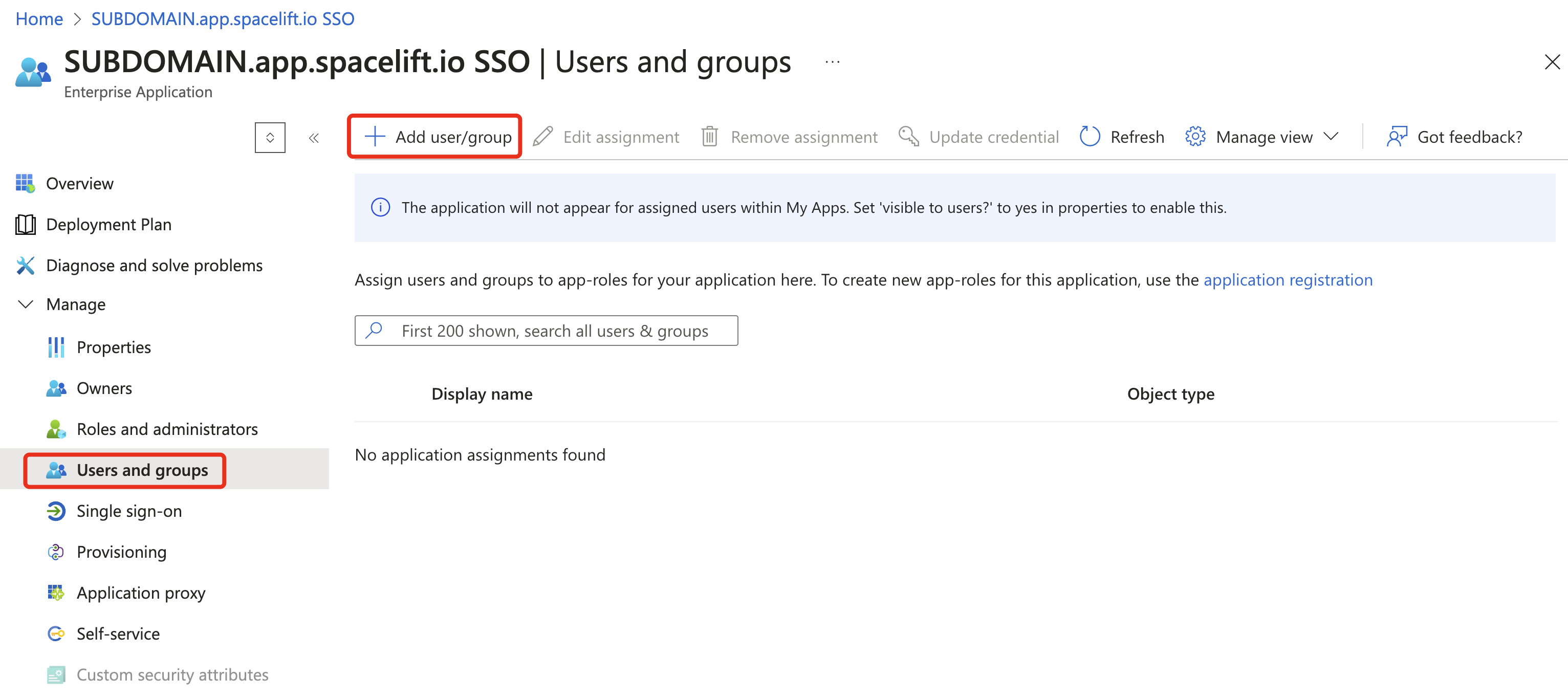 Assign group to Enterprise Application