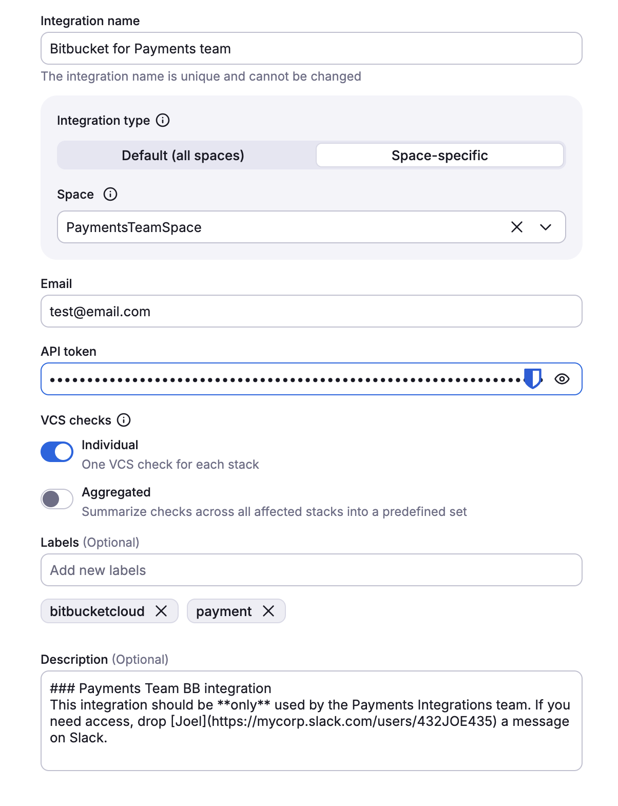Filled integration details