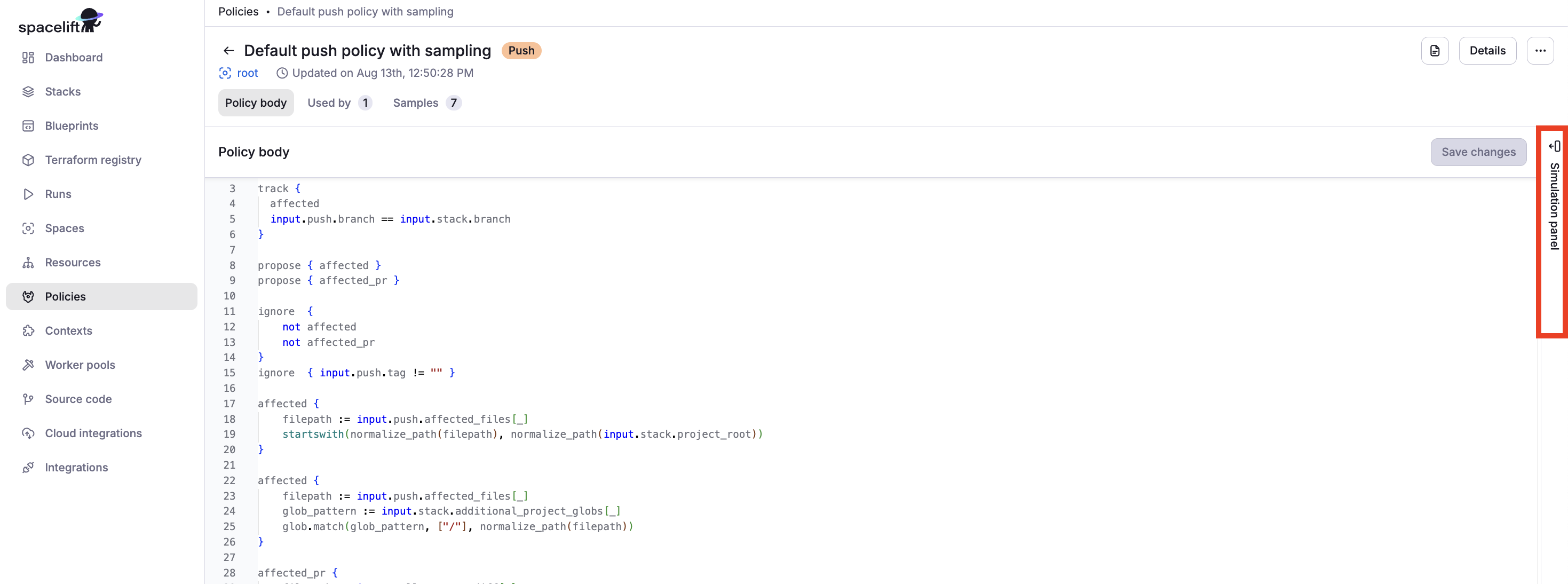 Show simulation panel button
