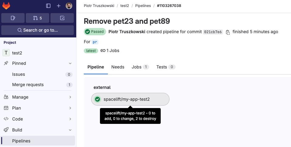GitLab pipeline dedicated view