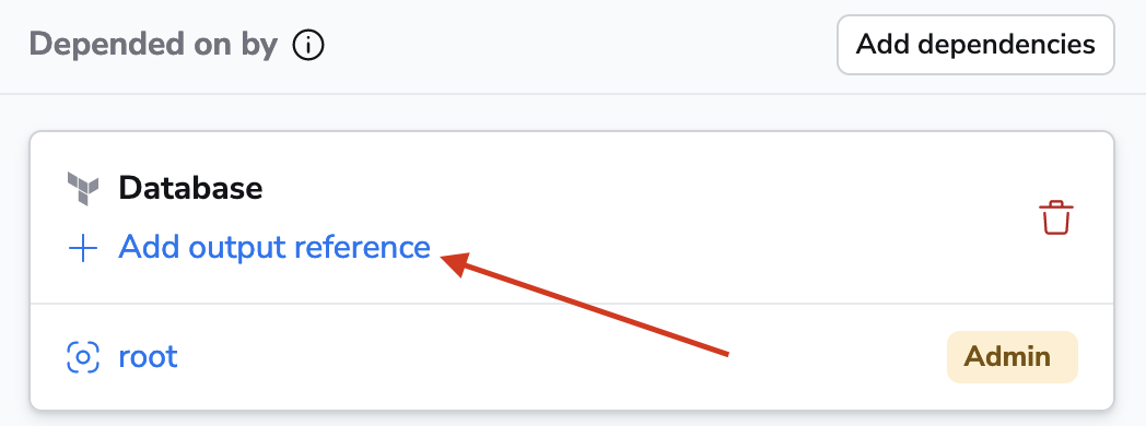 Add output reference to a dependency