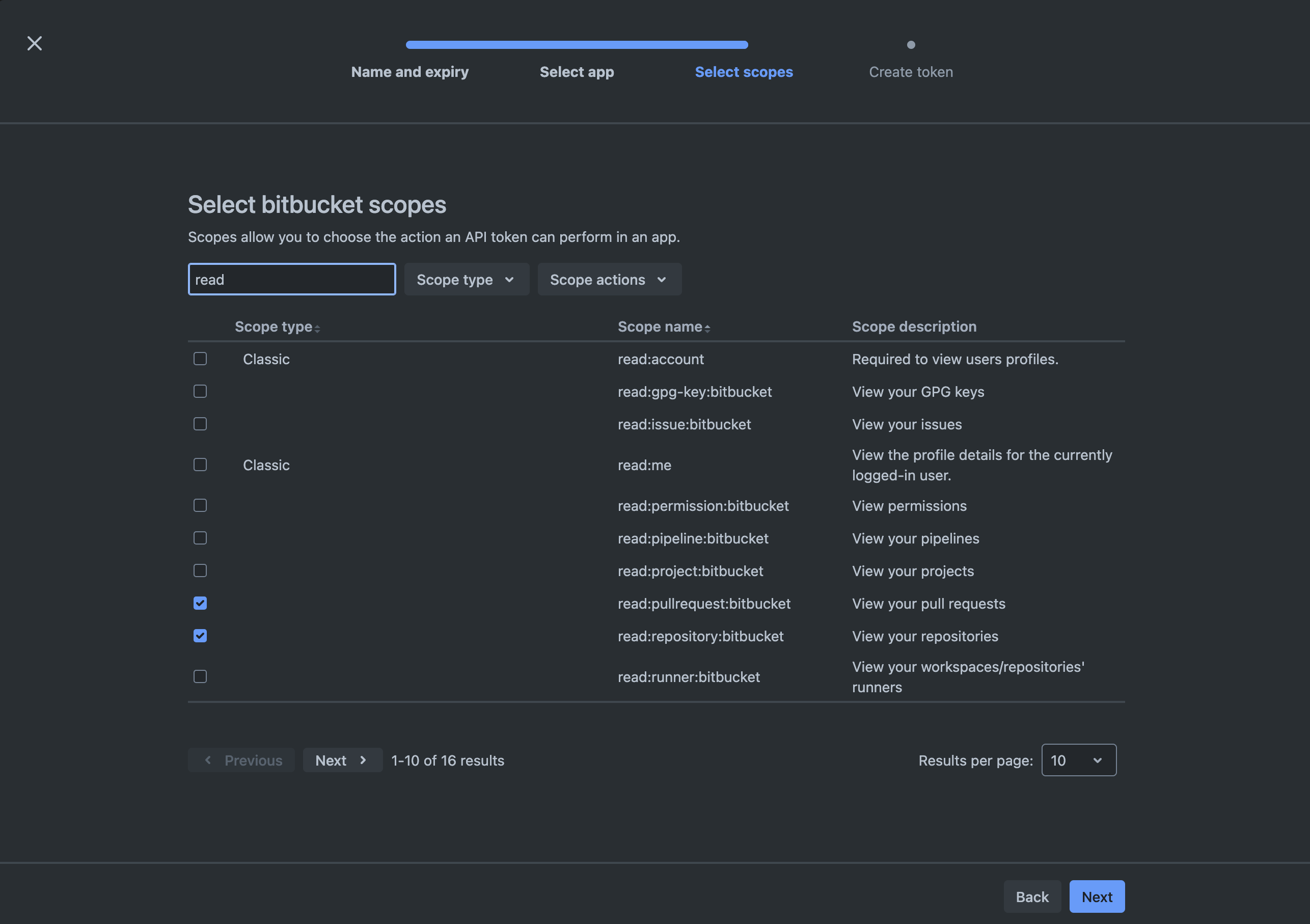 Api token permissions