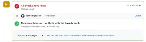 GitHub status check behavior