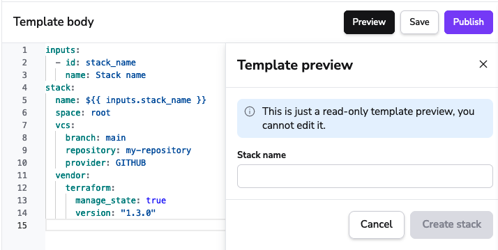 Preview of a blueprint