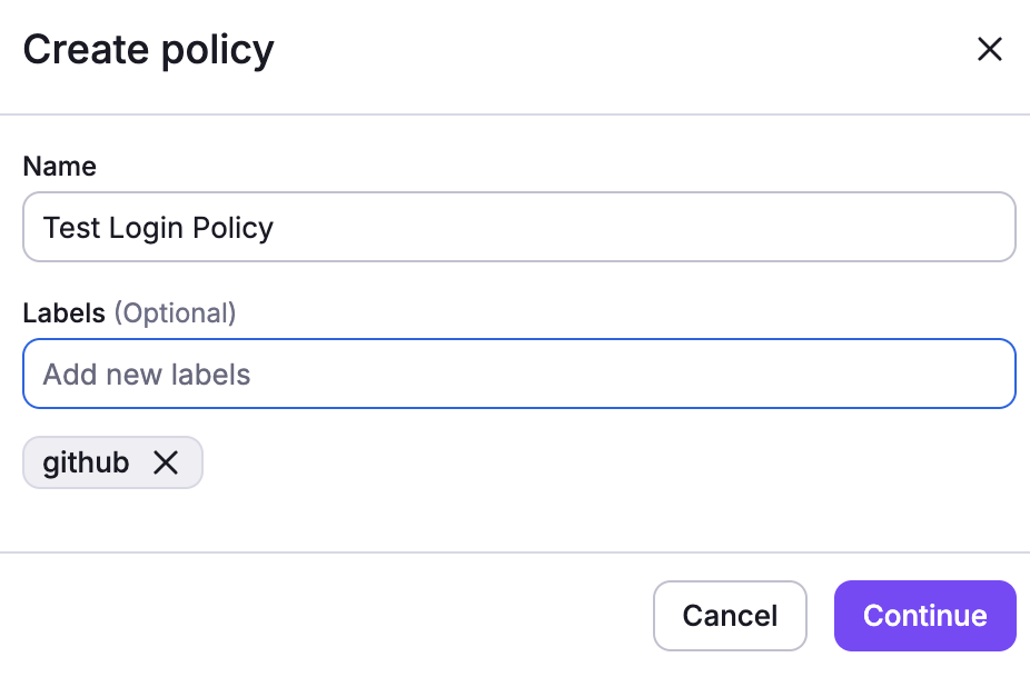 Create login policy