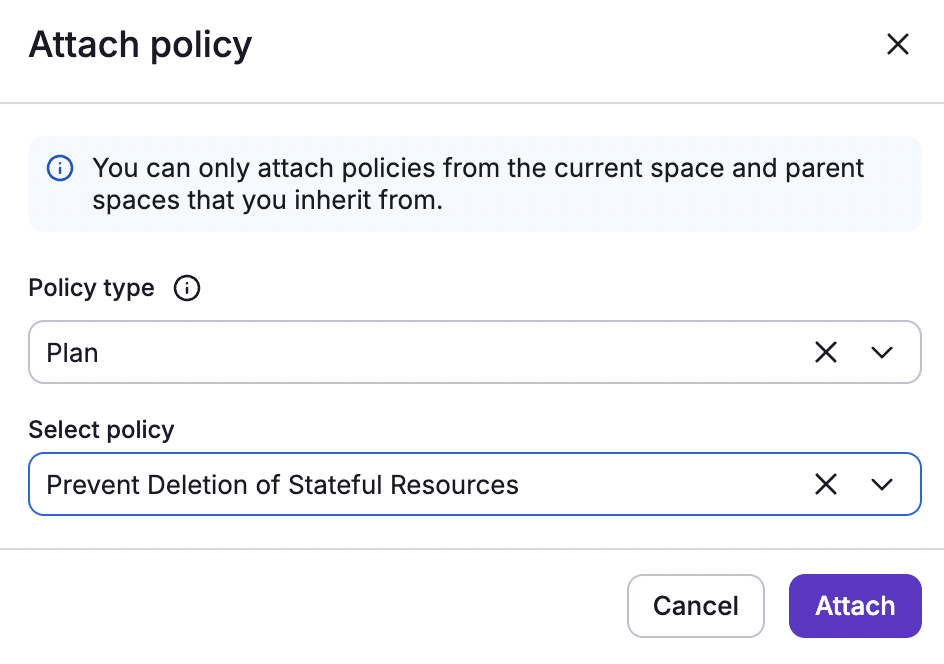 Attach a policy to a stack