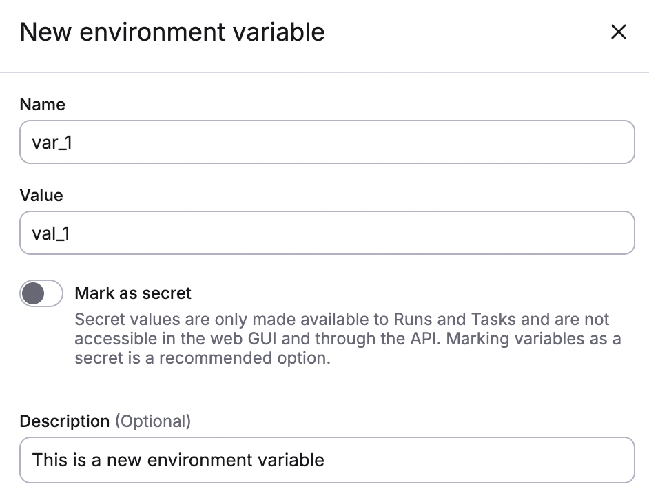 Create a new environment variable