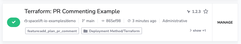 Add PR comment stack label