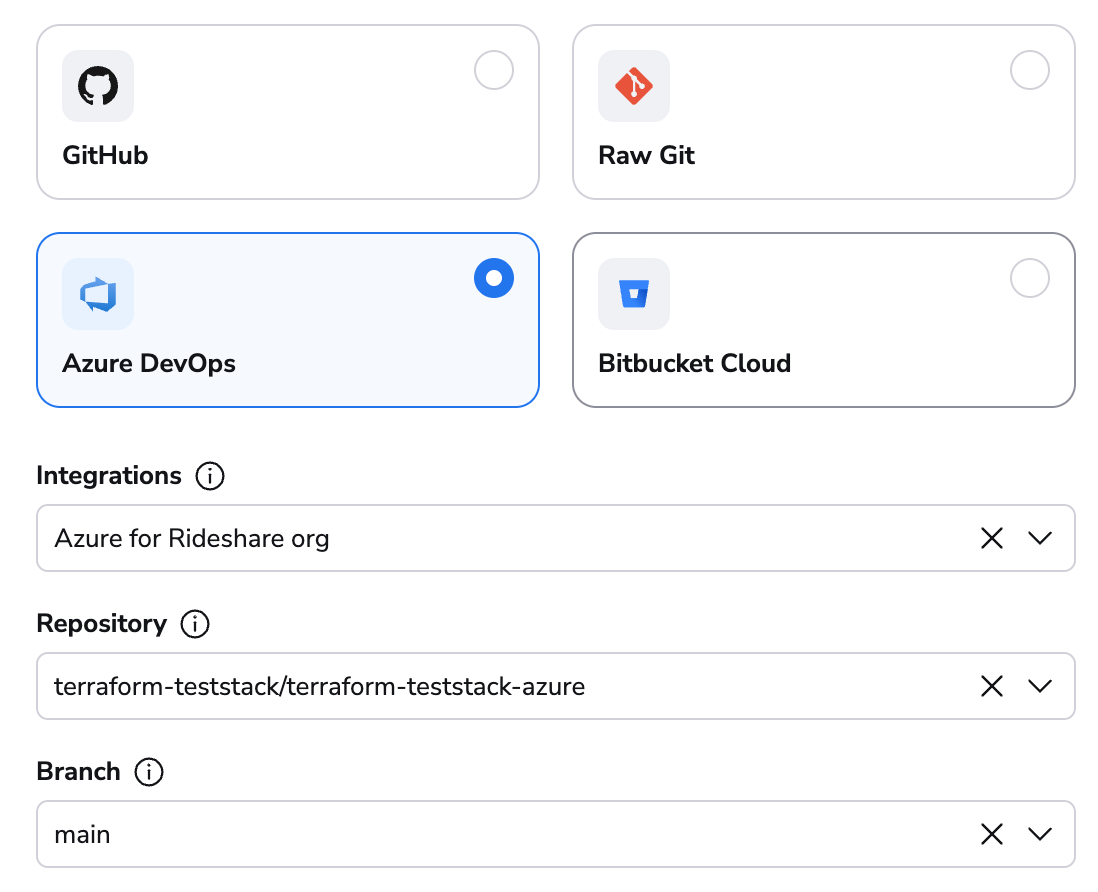 Use Azure DevOps when creating a stack