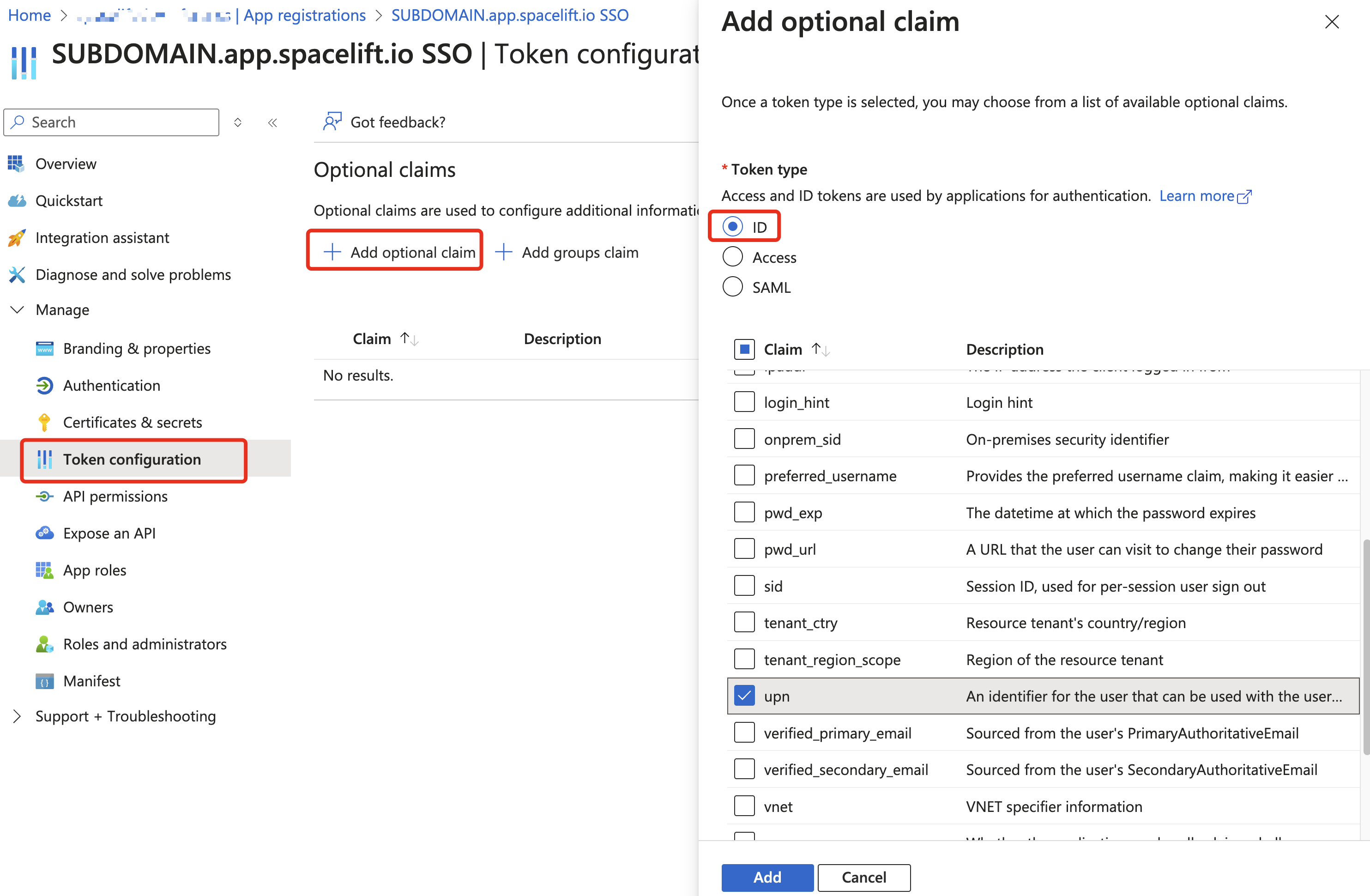 Add UPN claim to ID token