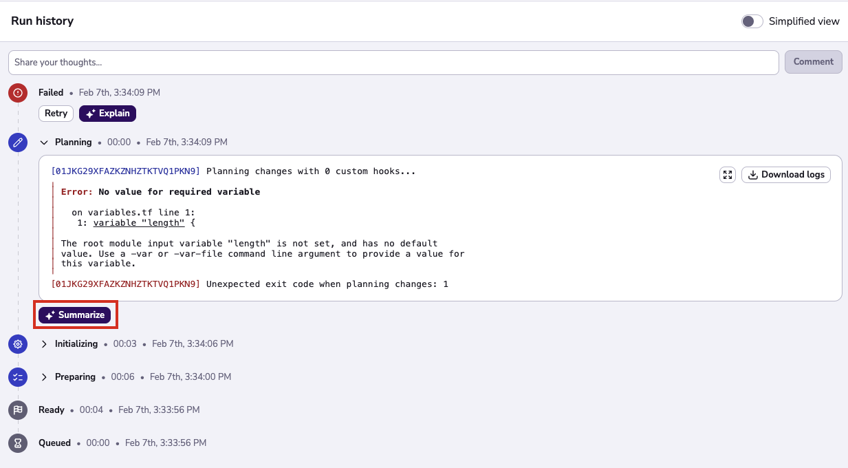 Summary in the Spacelift UI