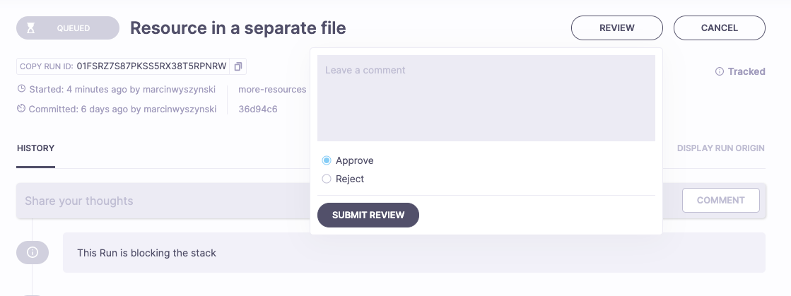 Approve or Reject changes
