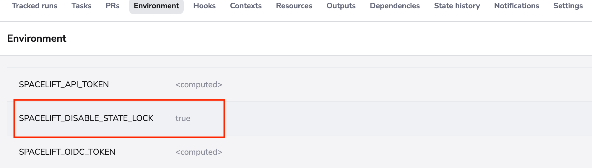 Disable state locking via variables