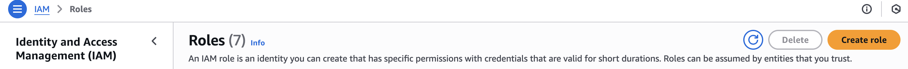 Within AWS IAM, click Create role