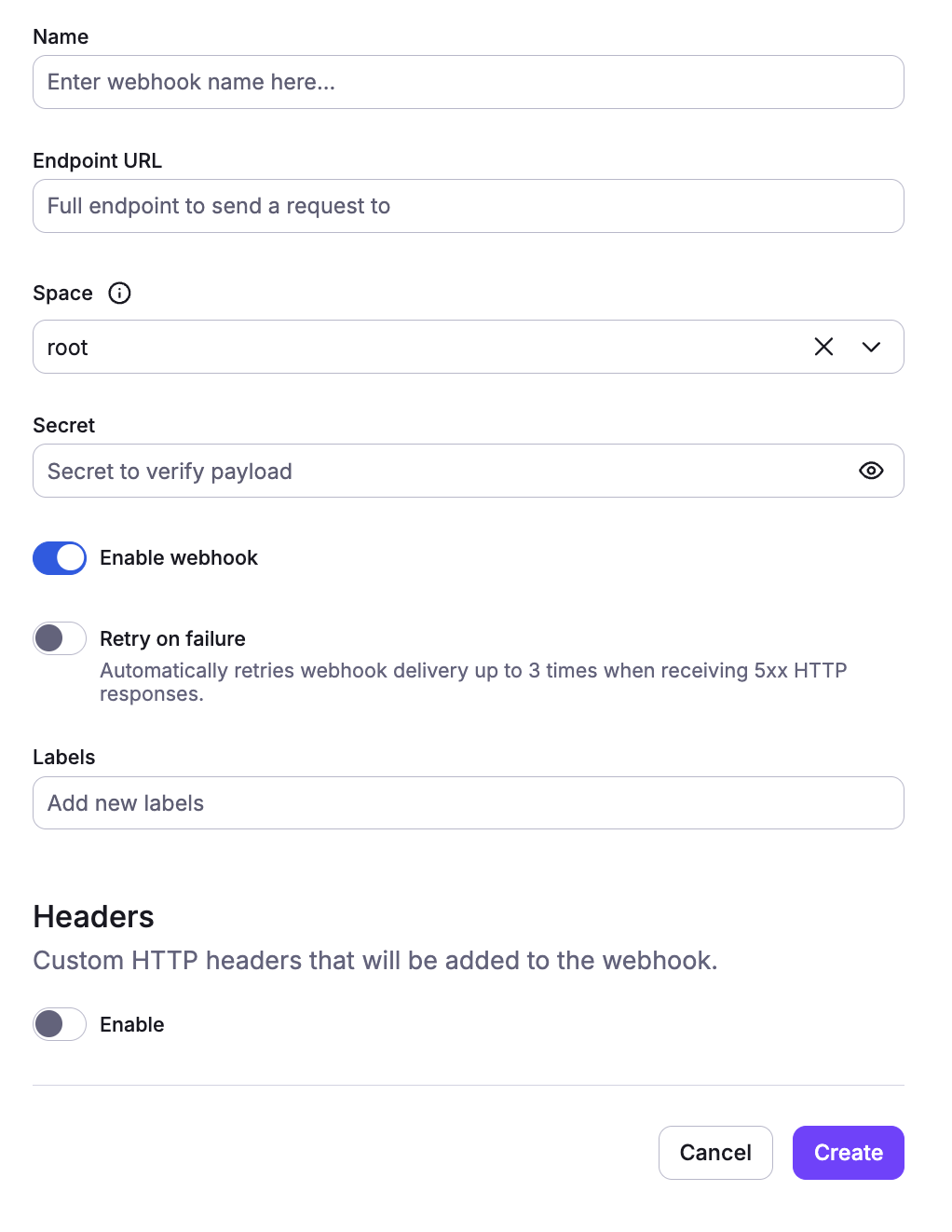 Create a new webhook