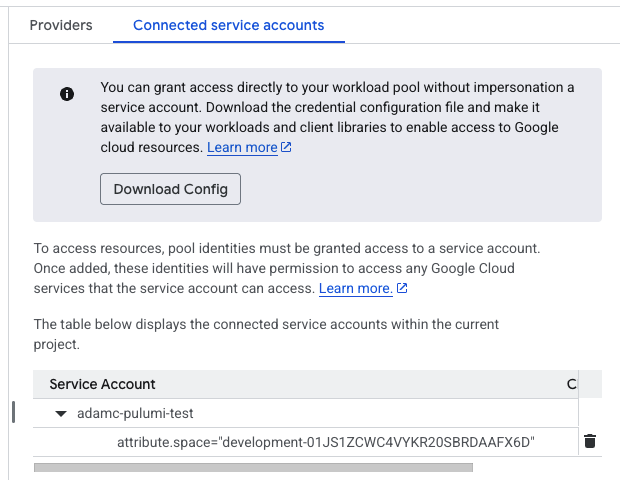 connected service accounts