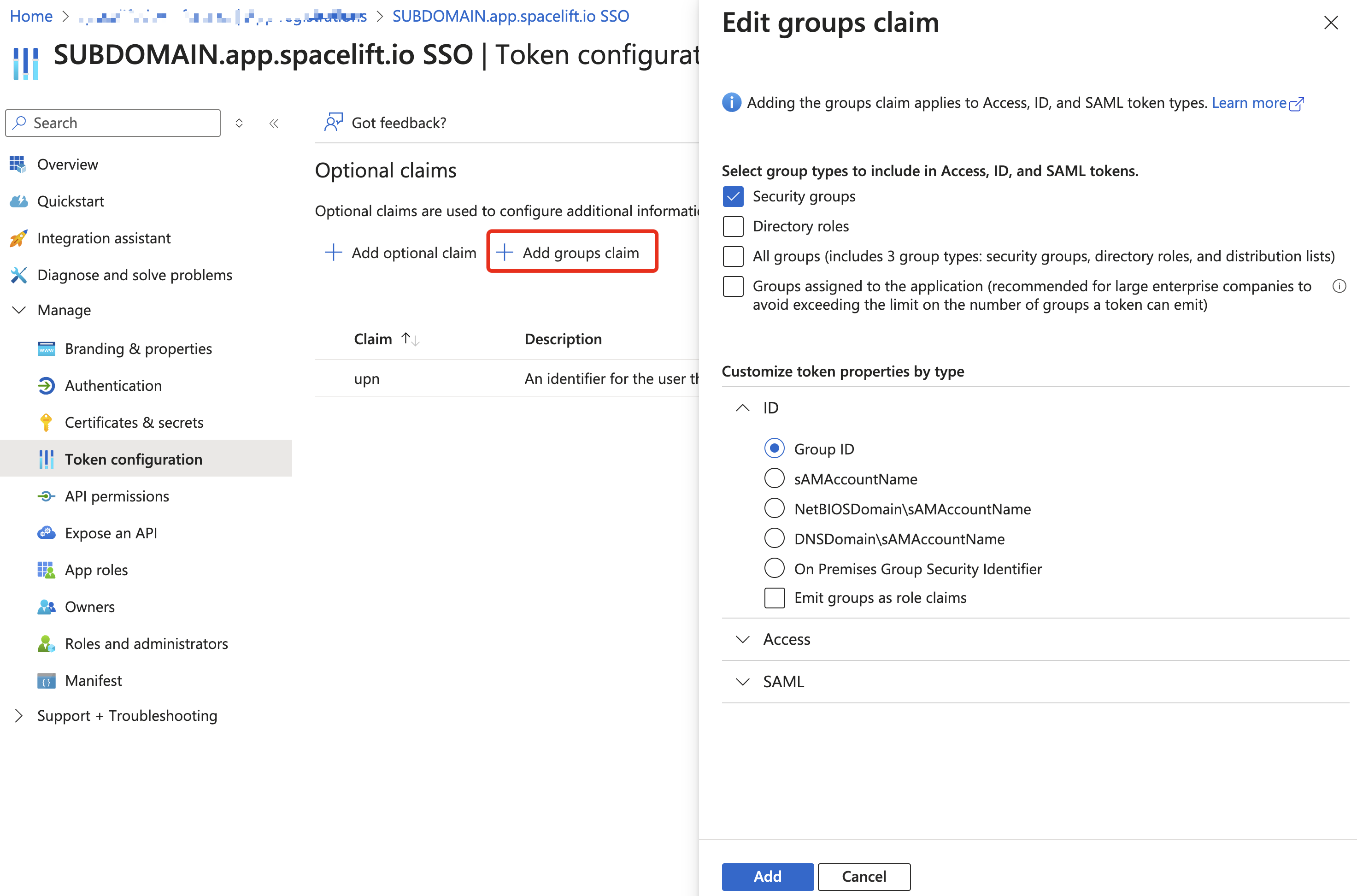 Add groups claim to ID token