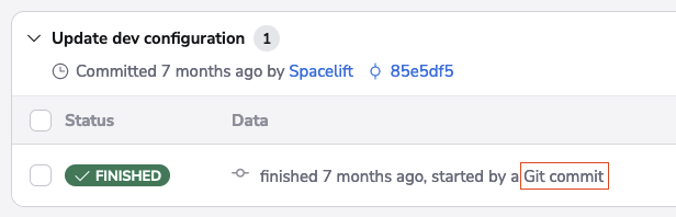 Run started by Git commit
