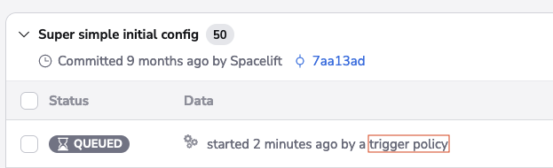 Trigger run with policies