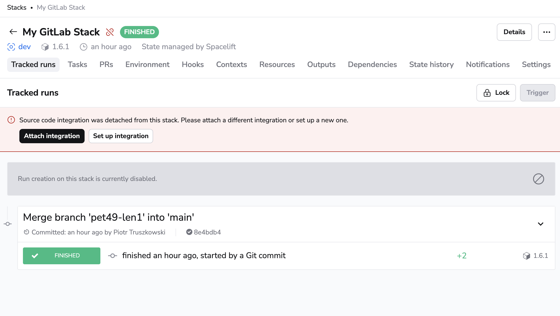 Detached GitLab stack