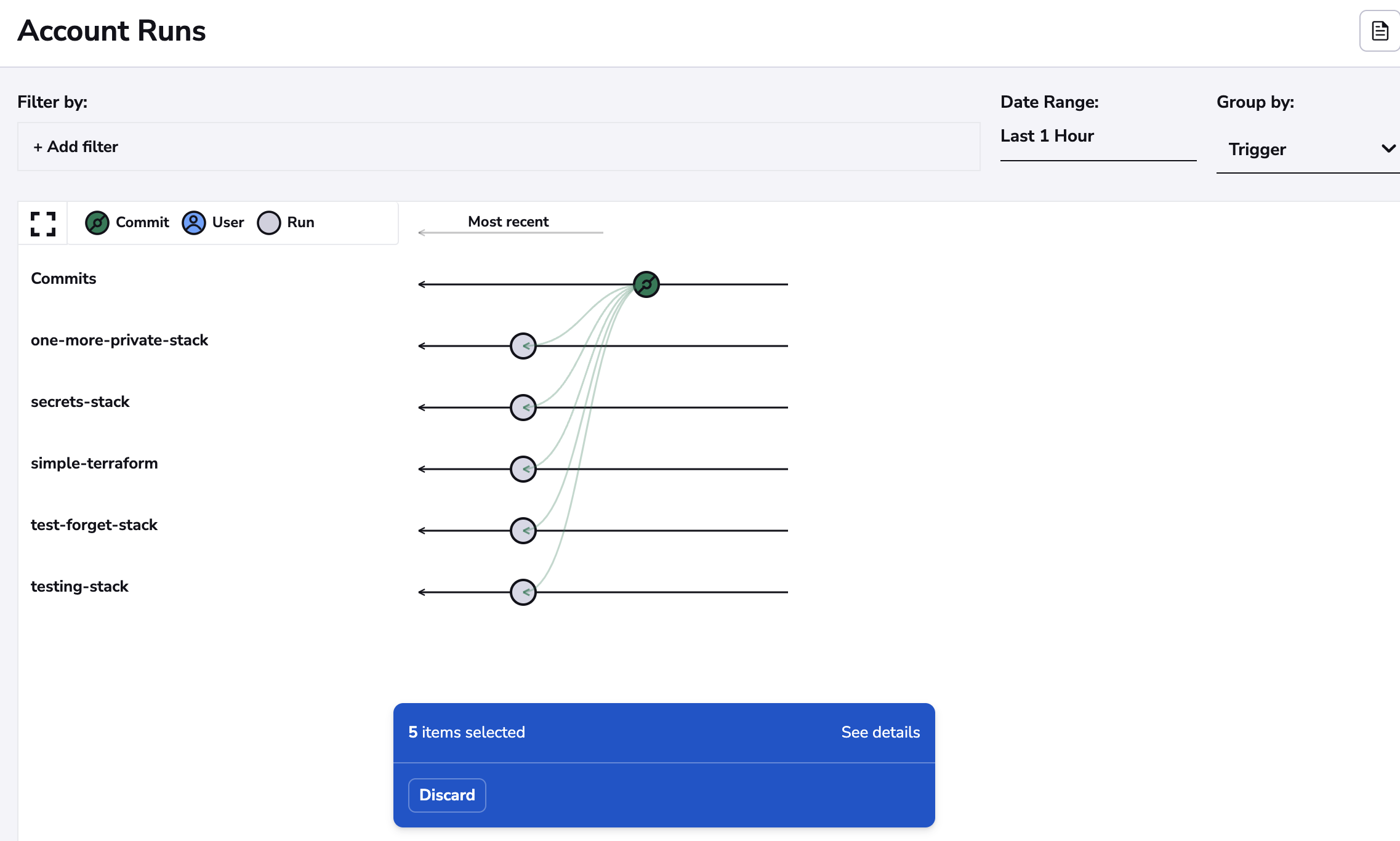 Bulk actions on runs page