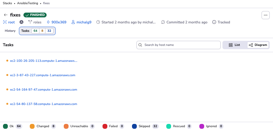 Tasks tab in Run view