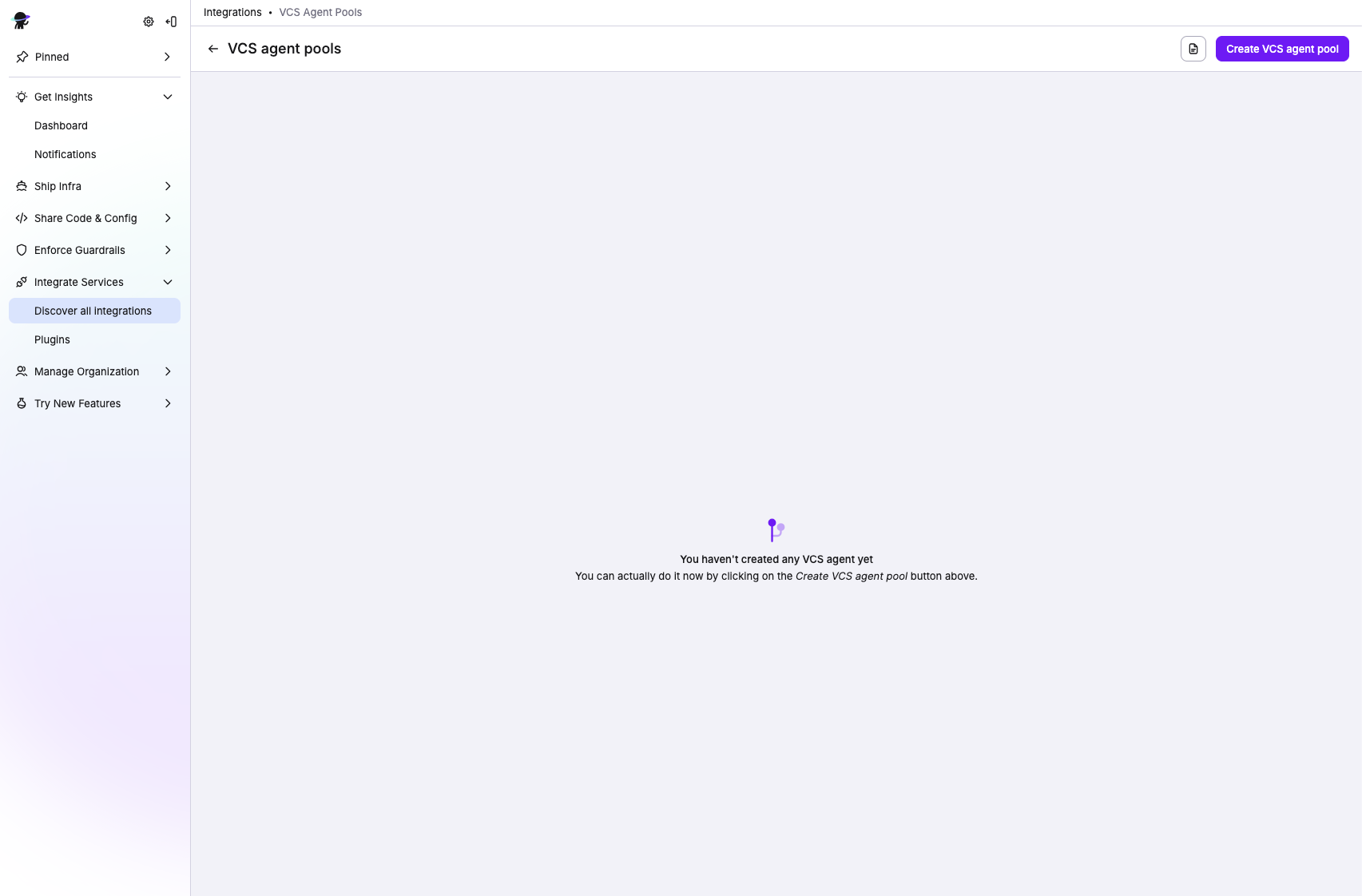 Create VCS agent pool