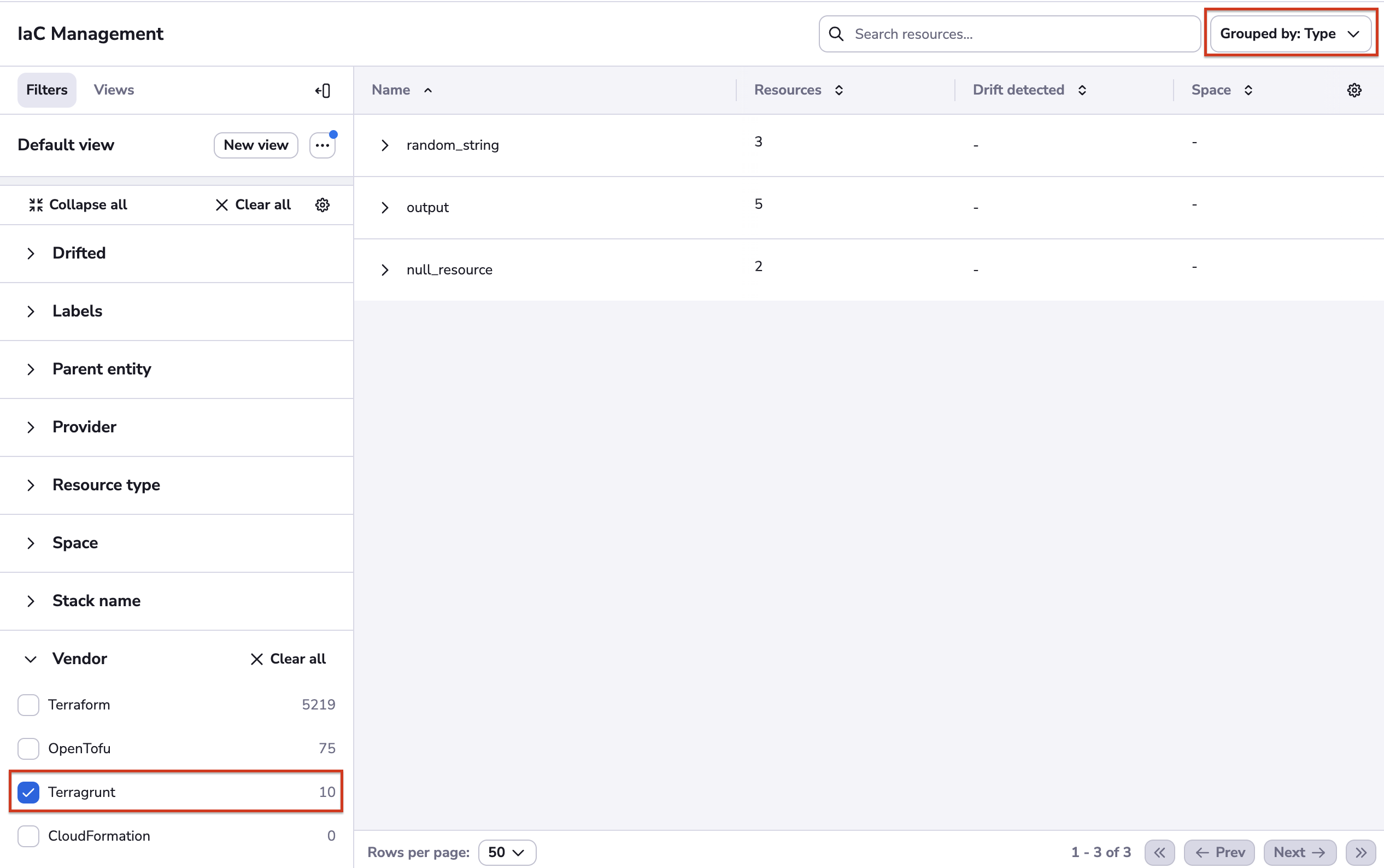 Group and filter by type
