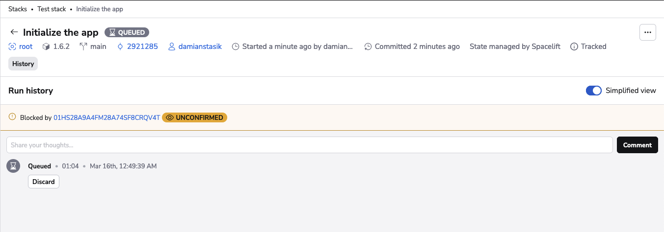 Blocker in Spacelift run state list