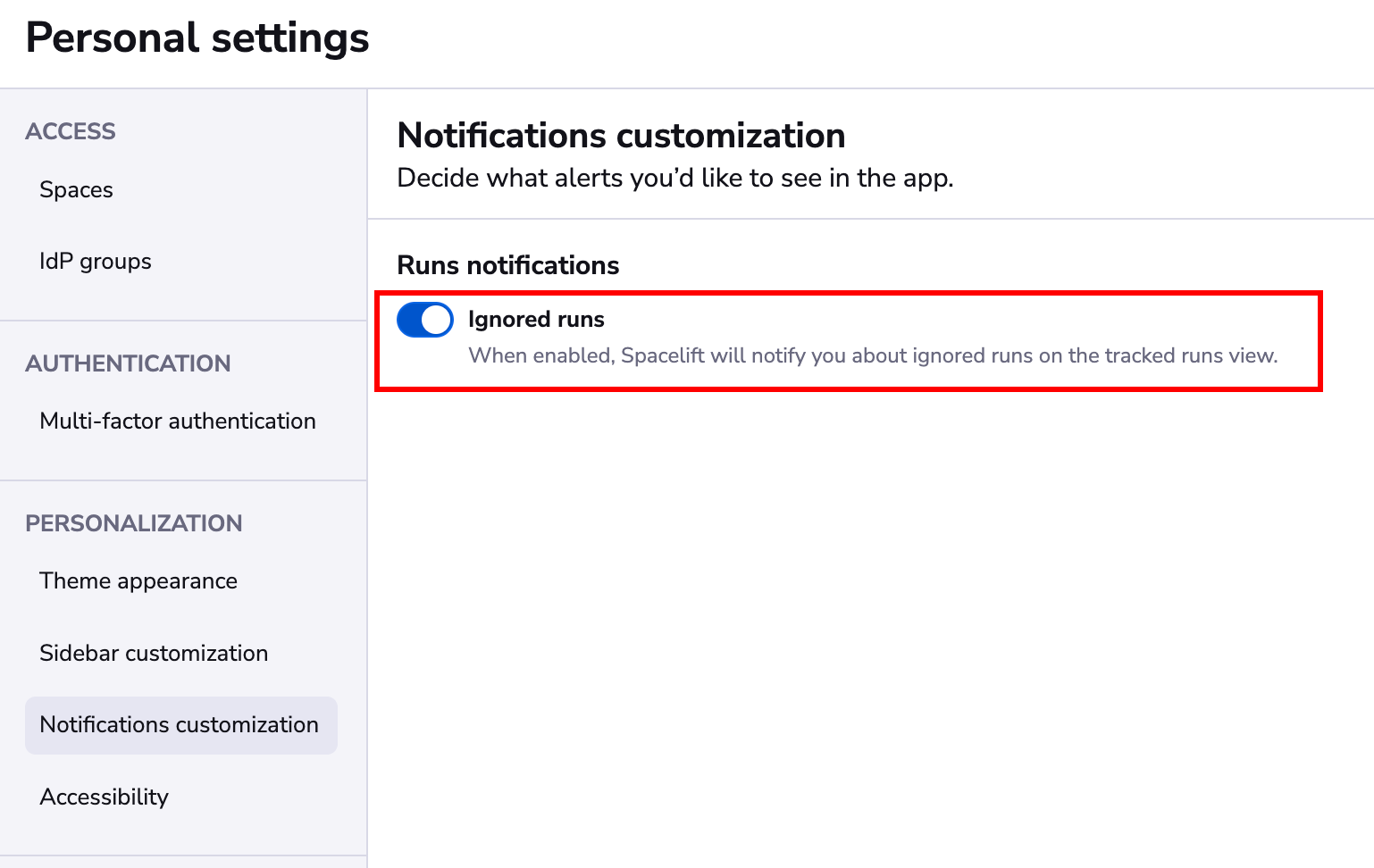 Enable ignored runs warnings