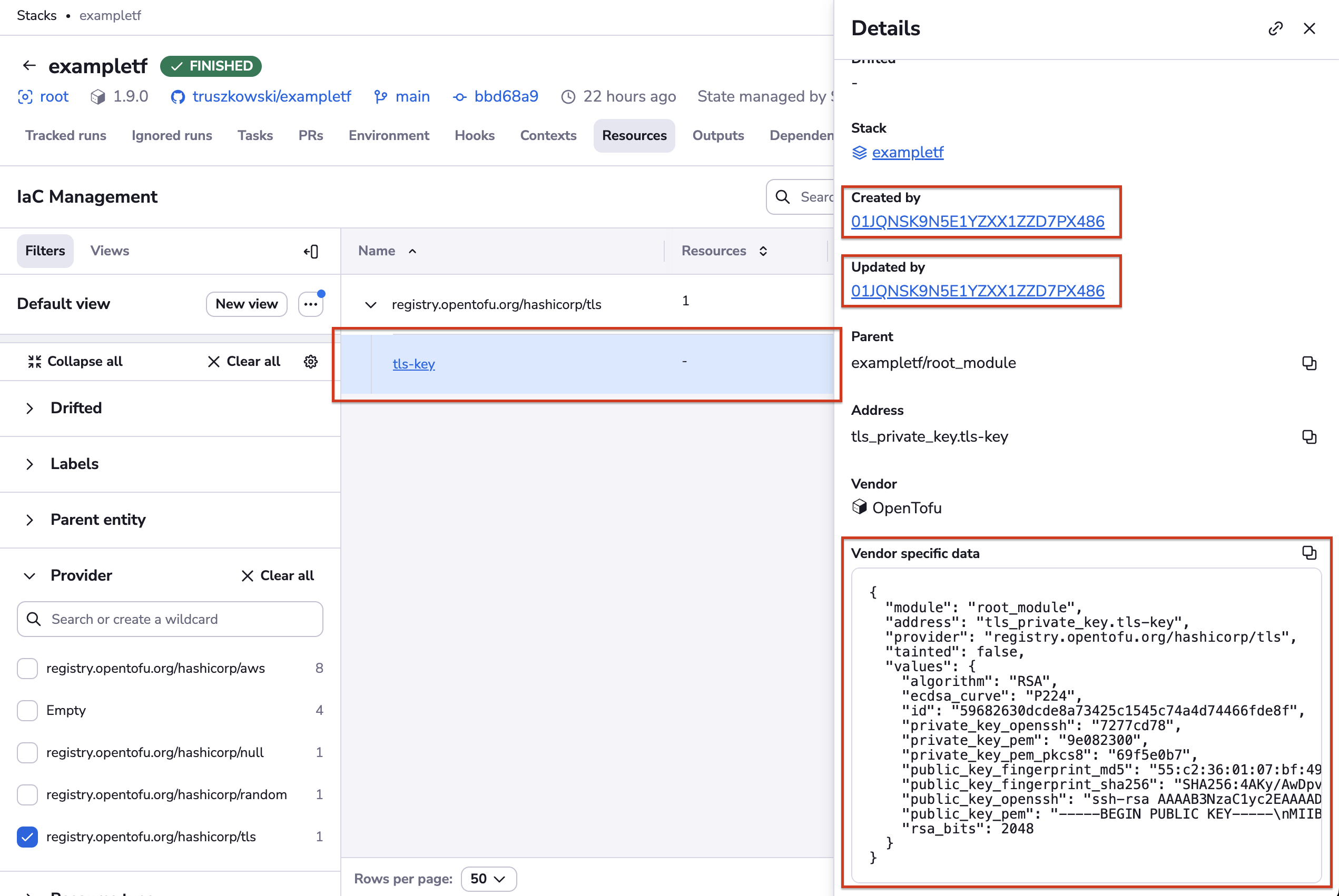 Resource details drawer