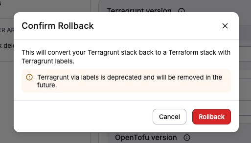 Rollback path confirmation