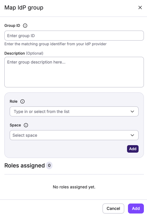 Map IdP group drawer