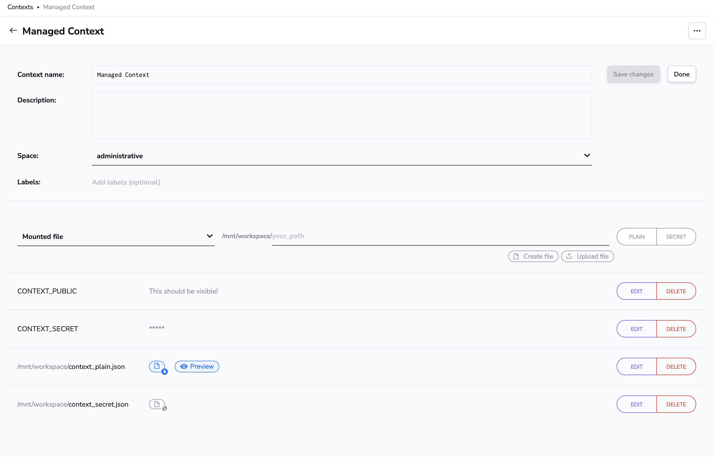 Edit context details