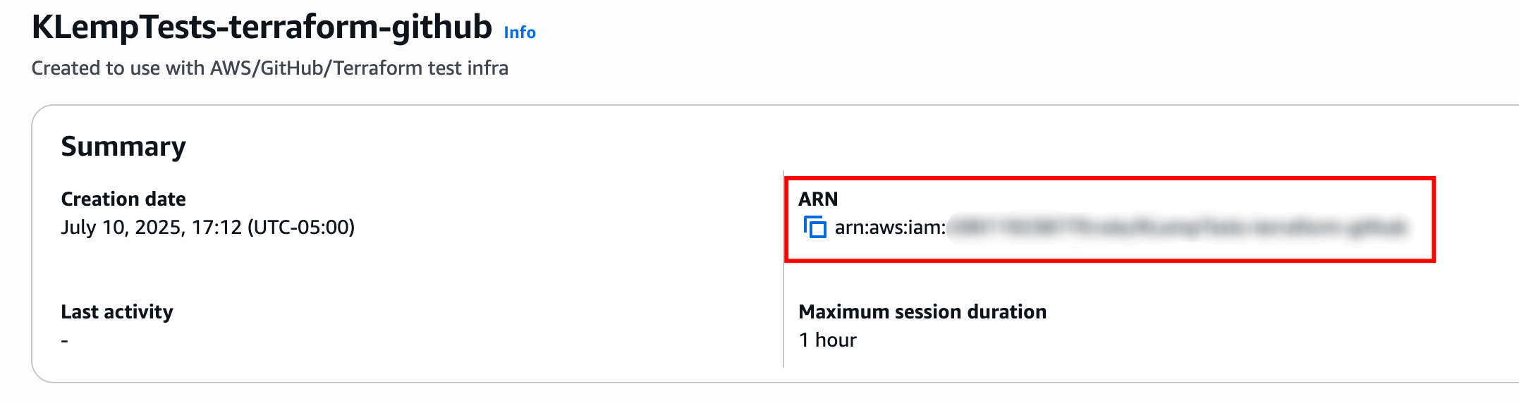 Copy the listed ARN