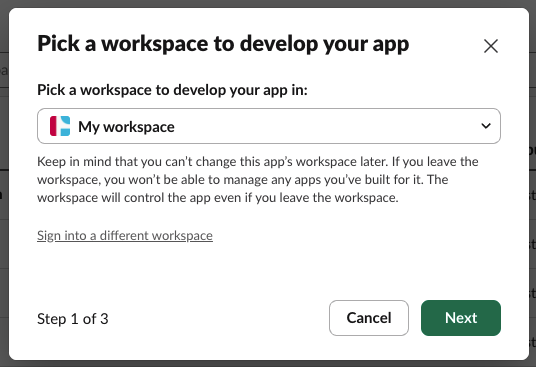 Choose workspace